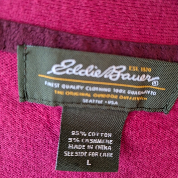 Eddie Bauer Cotton & Cashmere blend Cardigan Pink L - Picture 3 of 8